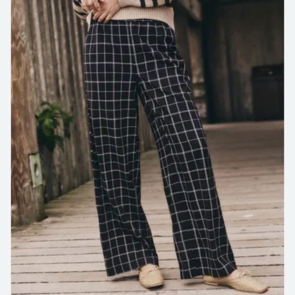 Marine Layer Allison Windowpane Trouser Black/White Size XS - Picture 1 of 7